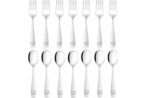 LOCONHA Stainless Steel Toddler Utensils Set - 14 Pcs Kids Silverware, Safe Food Grade, Mirror Polished, Dishwasher Safe, Perfect for Little Hands, Trendy & Durable. ﻿