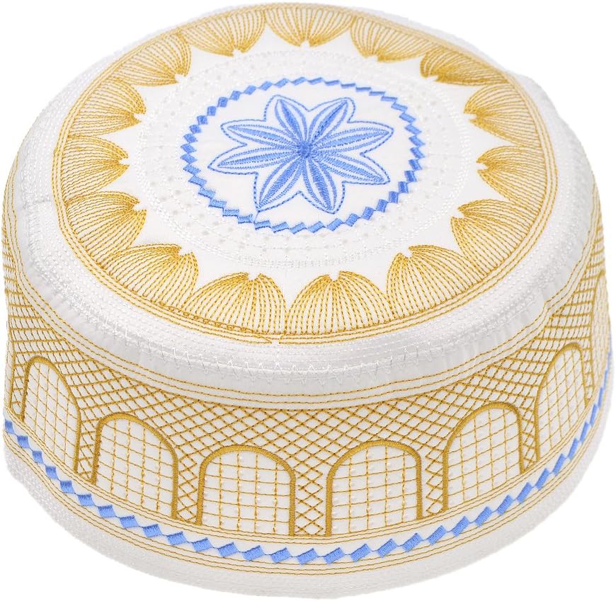 Hongma Islamic Muslim Hat Skull Cap Kufi Hat Turkish Skull Cap Prayer Namaz Beanie Embroidery Hat for Men