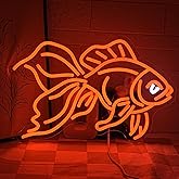 Gyaksjm Goldfish Neon Sign for Wall Decor Fish Neon Light Sign Ocean Neon Light Dimmable LED Neon Sign USB Light Up Sign for Bedroom Restaurant Fishing Shop Store Club Room Man Cave