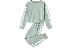 SANMIO Toddler Girl Clothes 2 Piece Outfits Girls Tracksuit Activewear Long Sleeve Checkered Sweatshirts+Sweatpants