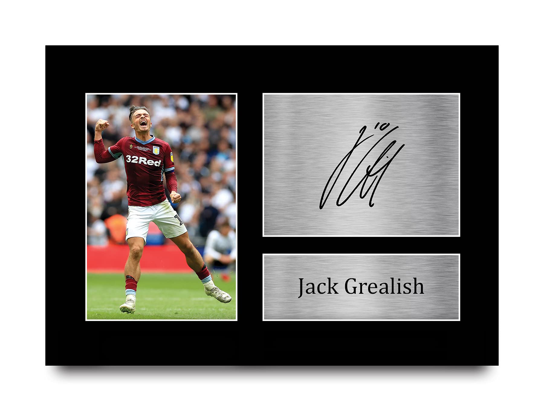 HWC Trading Jack Grealish Aston Villa Gifts Printed Signed Autograph Picture for Fans and Supporters - A4