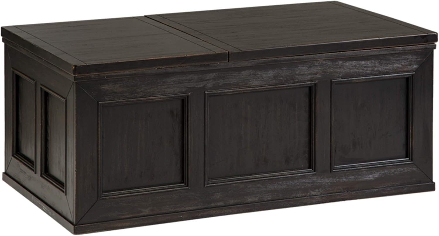 Amazon Com Signature Design By Ashley Gavelston Lift Top Cocktail Table Rubbed Black Home Kitchen