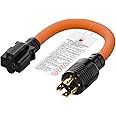 1FT Nema L14-30P 30Amp Locking Plug Male to 6-20R T-Blade adapter, STW 10-AWG 30A 4-Prong 250V to 3 20A 250V 6-20/15R Adapter