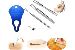 4 Pack Tick Remover Tool Set, Stainless Steel Tick Removal Tweezers for Dogs/Humans/Cats, Portable Outdoor Living Essential T