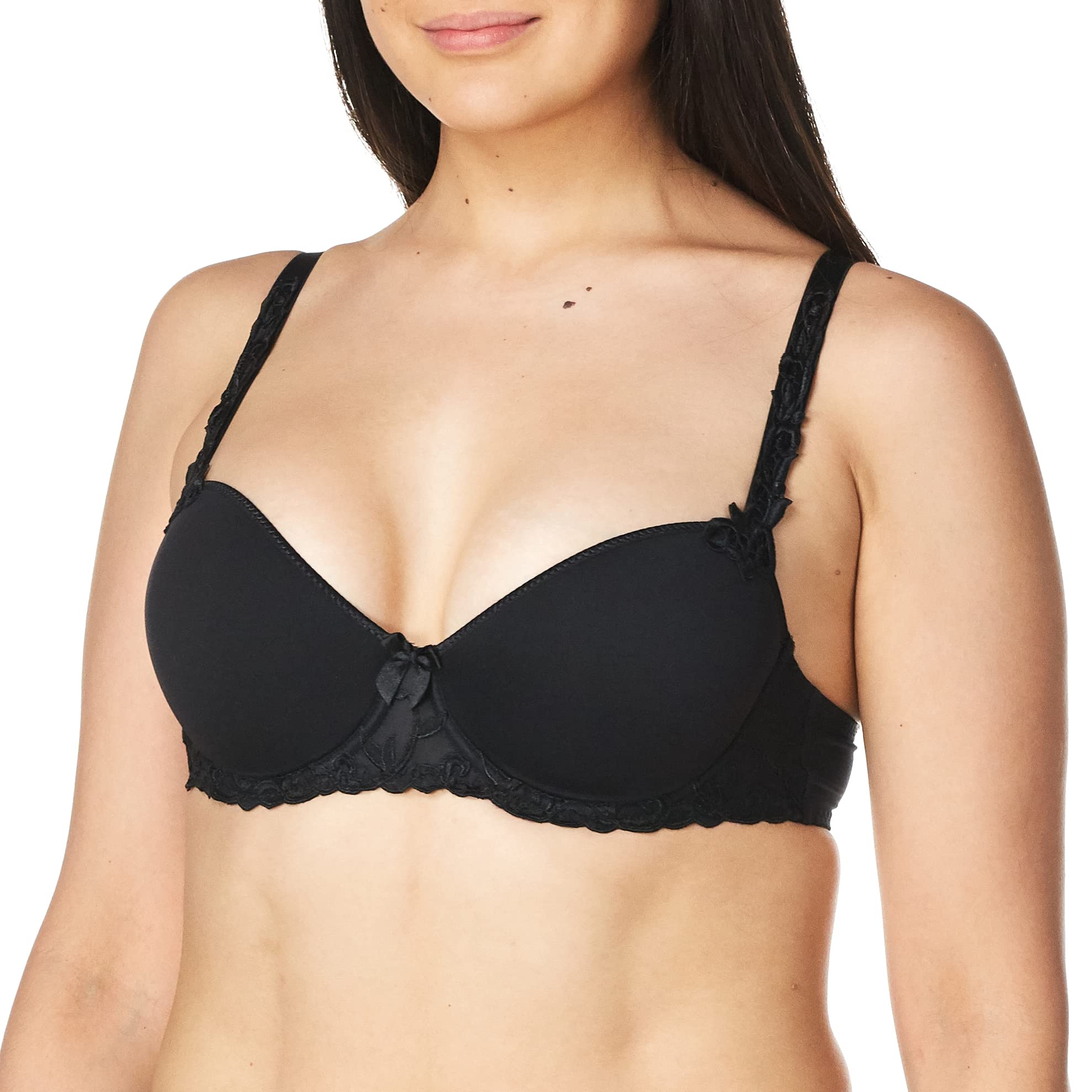 Simone Perele Womens Andora 3D Molded-Cup Bra: French T-Shirt Bra Seamless Style, Black,38C
