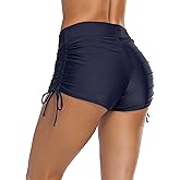 Bonneuitbebe Women's Swim Shorts High Waist Swimsuit Bottoms Adjustable Side Tie Bathing Suit Boyshorts Bikini Board Shorts