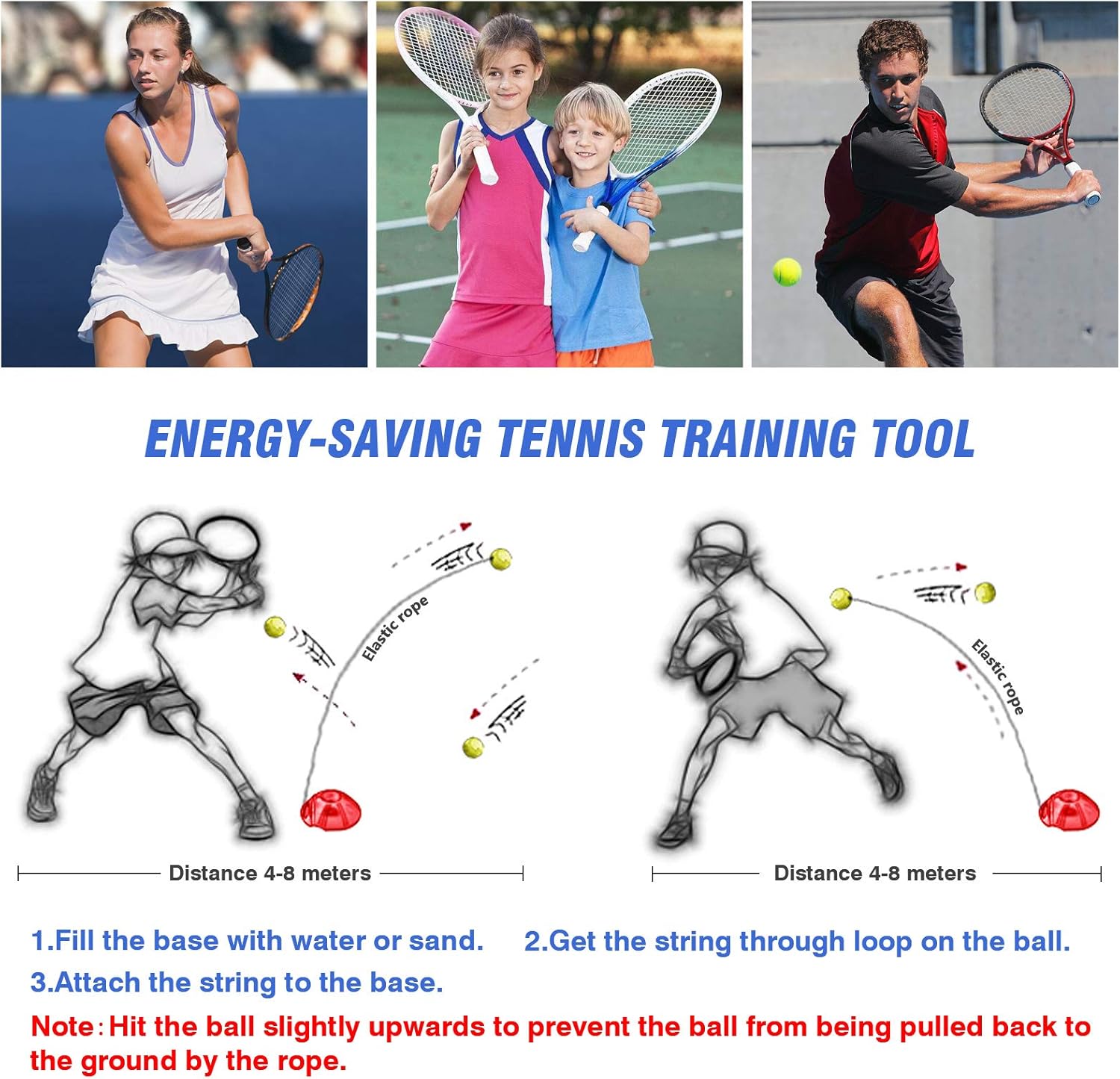 Teloon Solo Tennis Trainer Rebound Ball with String for Self Tennis Practice Training Tool for Adults or Kids Beginners with 2 String Balls Elastic and a Portable Mesh Bag : Sports & Outdoors