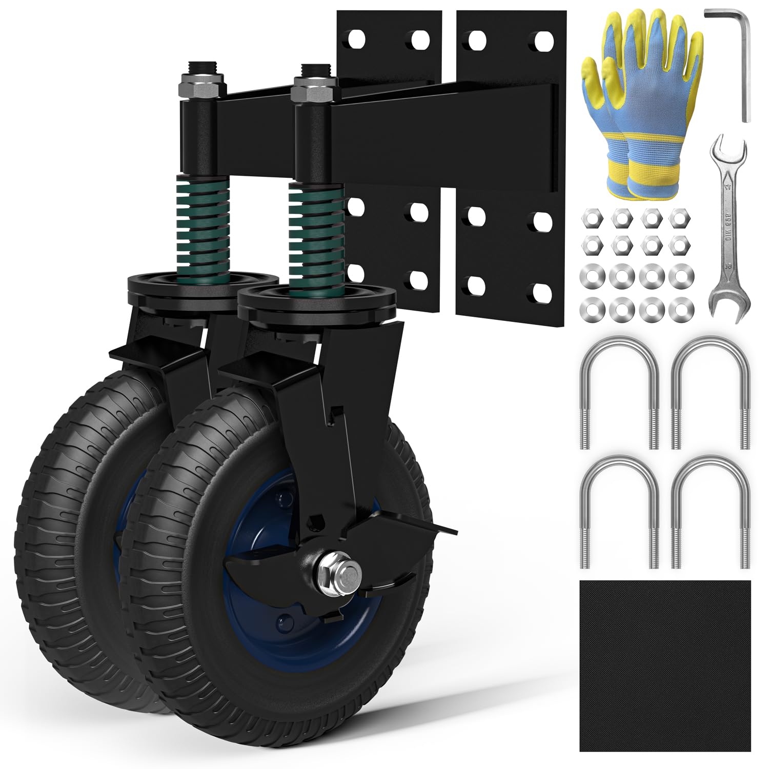 Photo 1 of ****ONE OF THE WHEEL IS DAMAGE***Gutentry 2Pcs 6 inch Fence Gate Wheels 360 Degree Rotation Spring-Loaded Heavy Duty Gate Caster for Metal Tube Gate 400lb Capacity Gates Rolling Gate Wheels