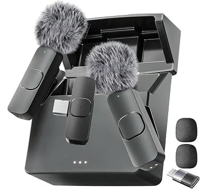 Mini Mic Pro (Latest Model - Wireless Microphone for iPhone, iPad, Android, Lavalier Microphone for Video Recording - iPhone Mic Crystal Clear Recording with USB-C (with Charging Case)