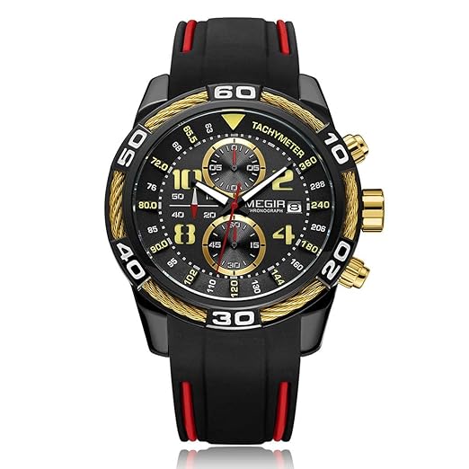 MEGIR Herren Outdoor Sports Chronograph Luminous Quarz Uhr mit Silikonband