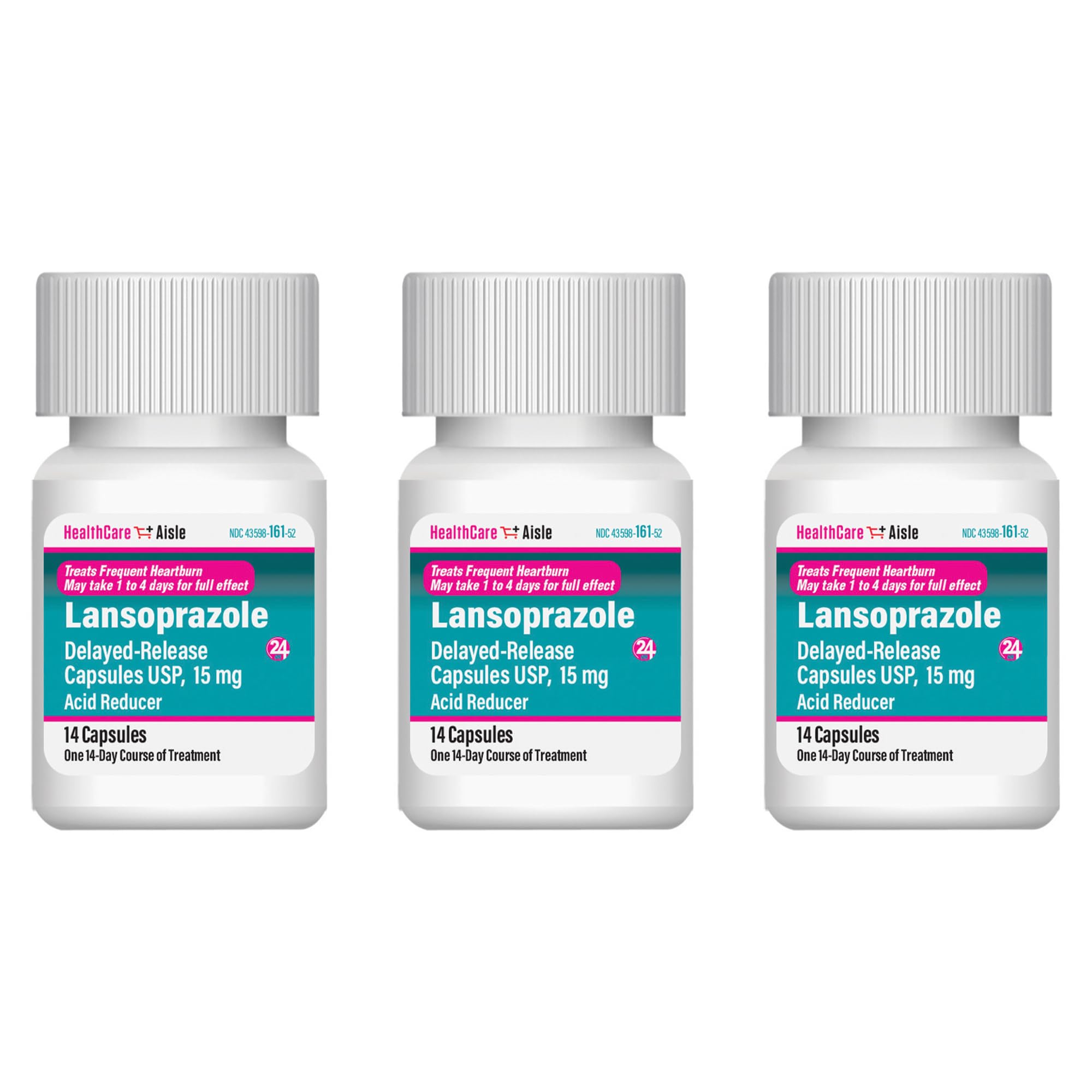 HealthCareAisle Lansoprazole 15 mg - 42 Delayed-Release Capsules - Acid Reducer, Treats Frequent Heartburn