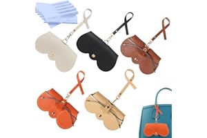 Chfory Soft Leather Sunglasses Bag, Portable Leather Glasses Case Holder Sunglasses Pouch, glasses Organizer Bag with Strap