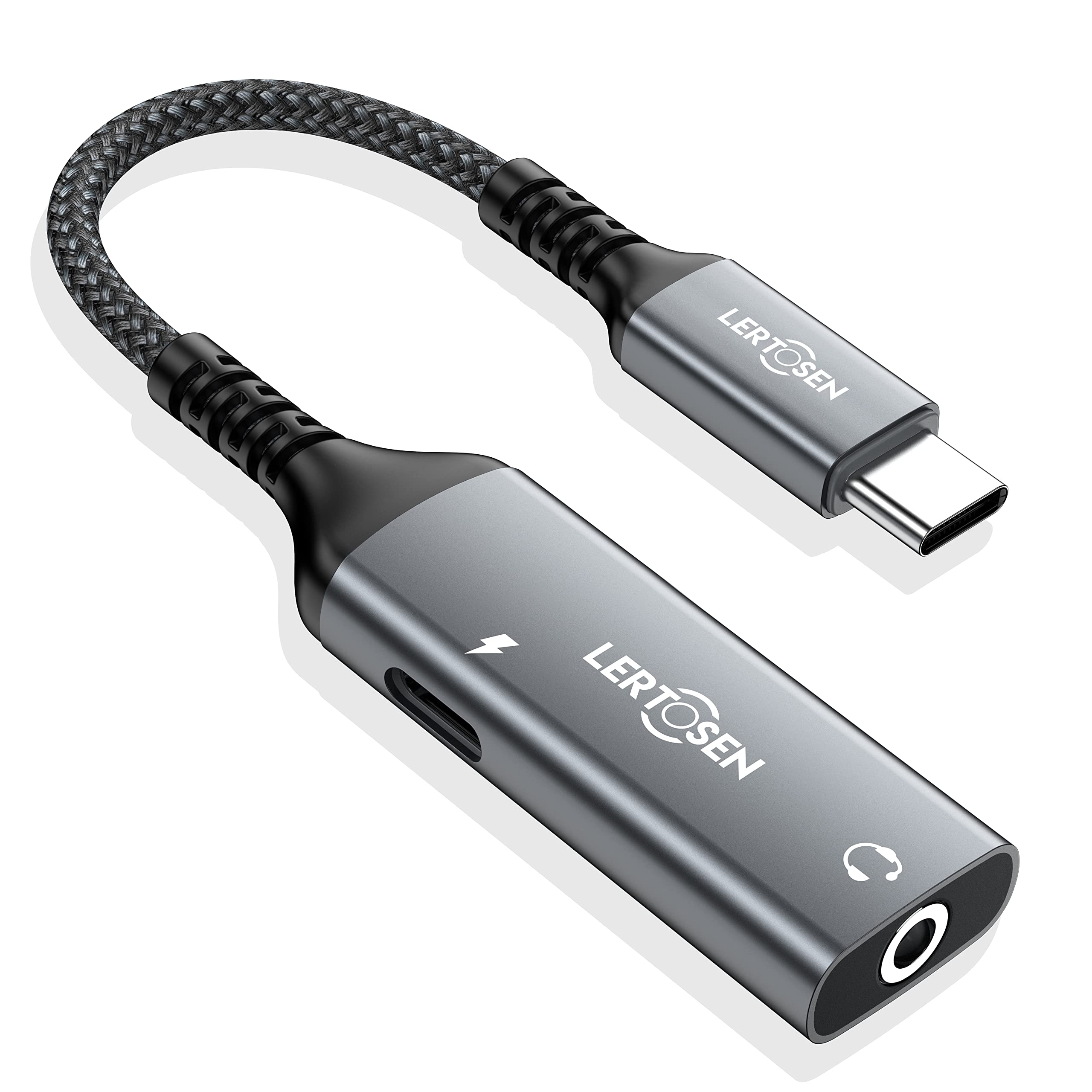 USB C to 3.5mm Headphone and Charger Adapter, 2 in 1 USB C to Aux Audio Jack with PD Fast Charging Dongle Cable Cord for Phone 16 15 Pro Max Samsung Galaxy S25 S24 S23 Pixel Ultra,iPad Pro