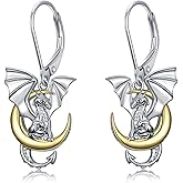Lypic Dragon Earrings 925 Sterling Silver Dragon Dangle Earring Dragon Jewelry for Women Daughter
