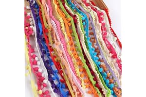 SORRENTO CRAFTS 24yards Pom Pom Trim Random 0.39 to 0.59inch Ball Fringe Garland Ribbon Sewing Tassel Lace for DIY Clothes Dress Garment Accessories 2yards Per Piece