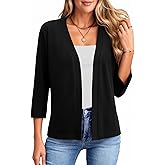 Newchoice Womens 3/4 Sleeve Open Front Cardigan Cropped Lightweight Shrug Bolero Cardigan Sweater