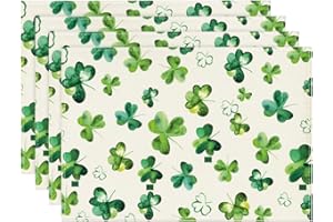 Artoid Mode Lucky Shamrock St. Patrick's Day Placemats for Dining Table, 12 x 18 Inch Seasonal Holiday Rustic Vintage Washable Table Mats Set of 4
