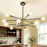 KEILAIMO Modern Chandelier, 12-Light Sputnik Ceiling Light Fixture, Mid Century Height Adjustable Sputnik Chandeliers for Din