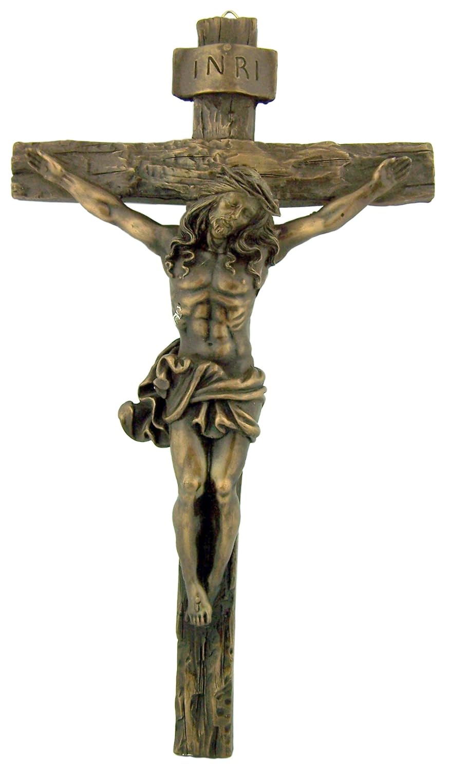 Antique Bronze Hanging Wall INRI Christ Cross Crucifix Home Office