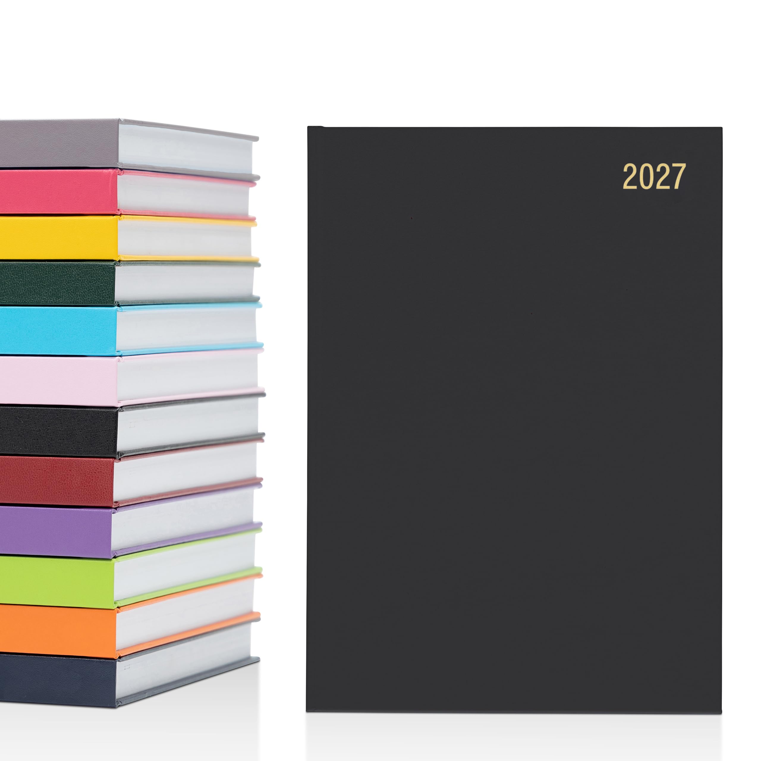 evelay 2027 Diary A4 A5 Page a Day - Hardback Planner Organiser Journal with 70gsm Paper & Ribbon Marker - Ideal for Work, School & Personal Planning (A5, Black)
