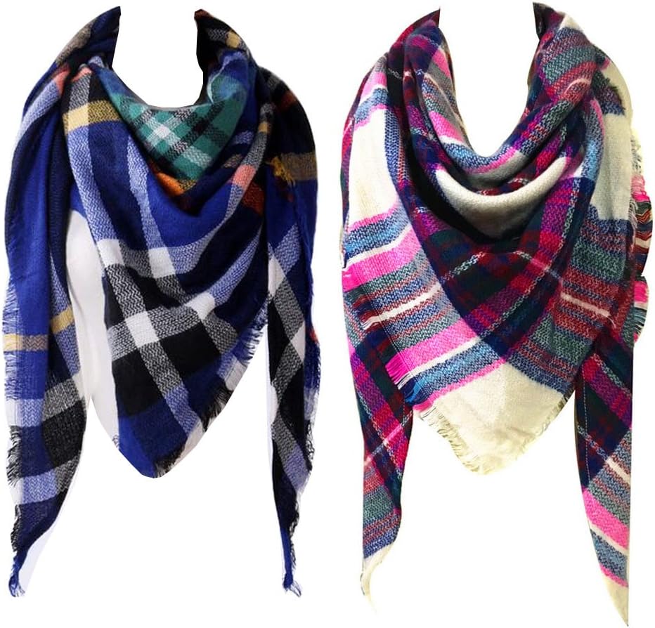 Triangle Vintage Scottish Tartan Plaid Blanket Scarf Pashmina Shawl Wrap for Women