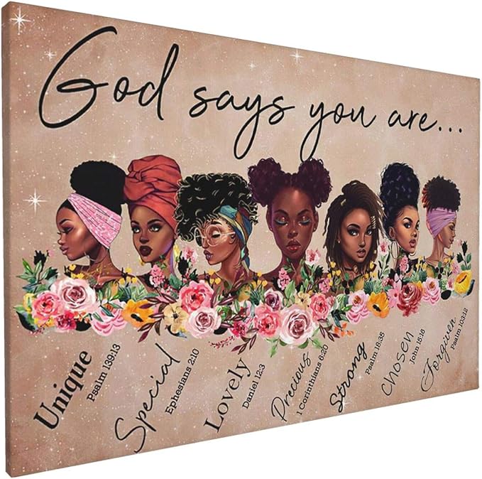 African American Wall Art Inspirational Canvas Print God Says You Are