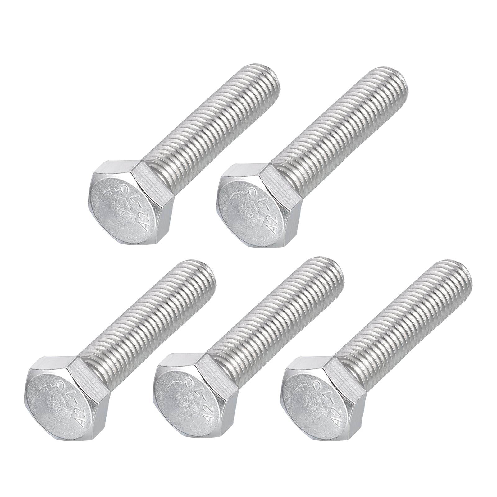 METALLIXITY Hex Bolts (M12-1.75x55mm) 5Pcs, 304 Stainless Steel Coarse Fully Threaded Hex Head Screw Bolt Machine Screws - for Furniture Repair, Silver