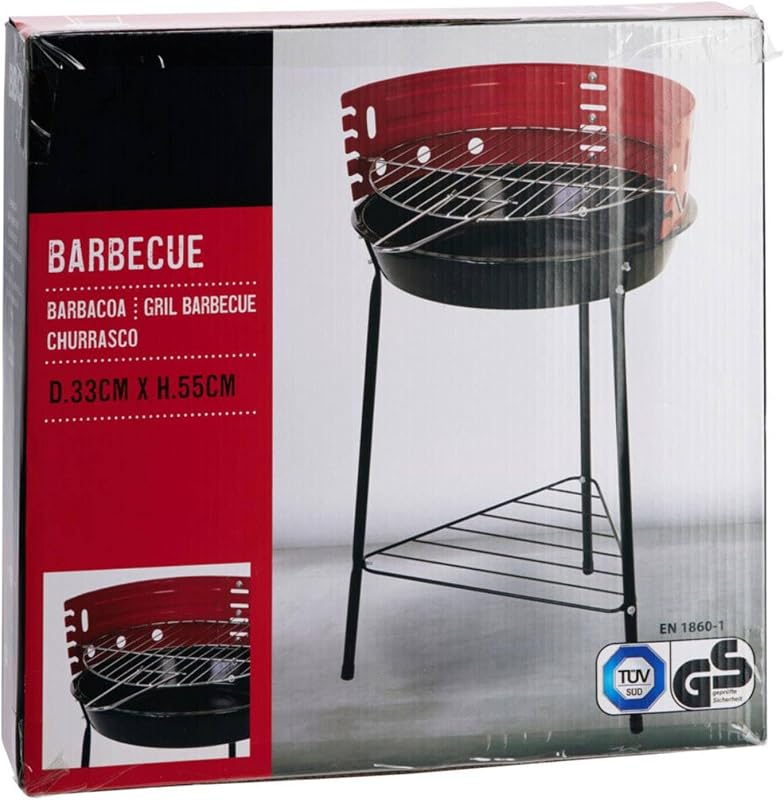 Well Home Barbacoa de 3 patas con Parrilla cromada en color negro 32x33x55cm