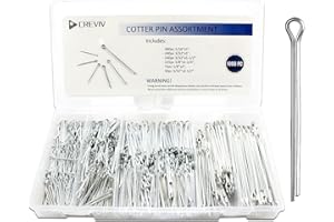 CREVIV 1000 Piece Cotter Pin Assortment Kit - 6 Sizes (1/16” to 5/32”) Durable Split Pins with Case, Corrosion-Resistant for Tractors, Trailers, Marine & Industrial Machinery - Bulk Multi-Size Cotter Key Set