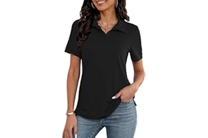MK Shop Limited Polo Shirts for Women Business Casual Work Lapel Collared Tops V Neck Summer Golf Polos Tunic Blouse