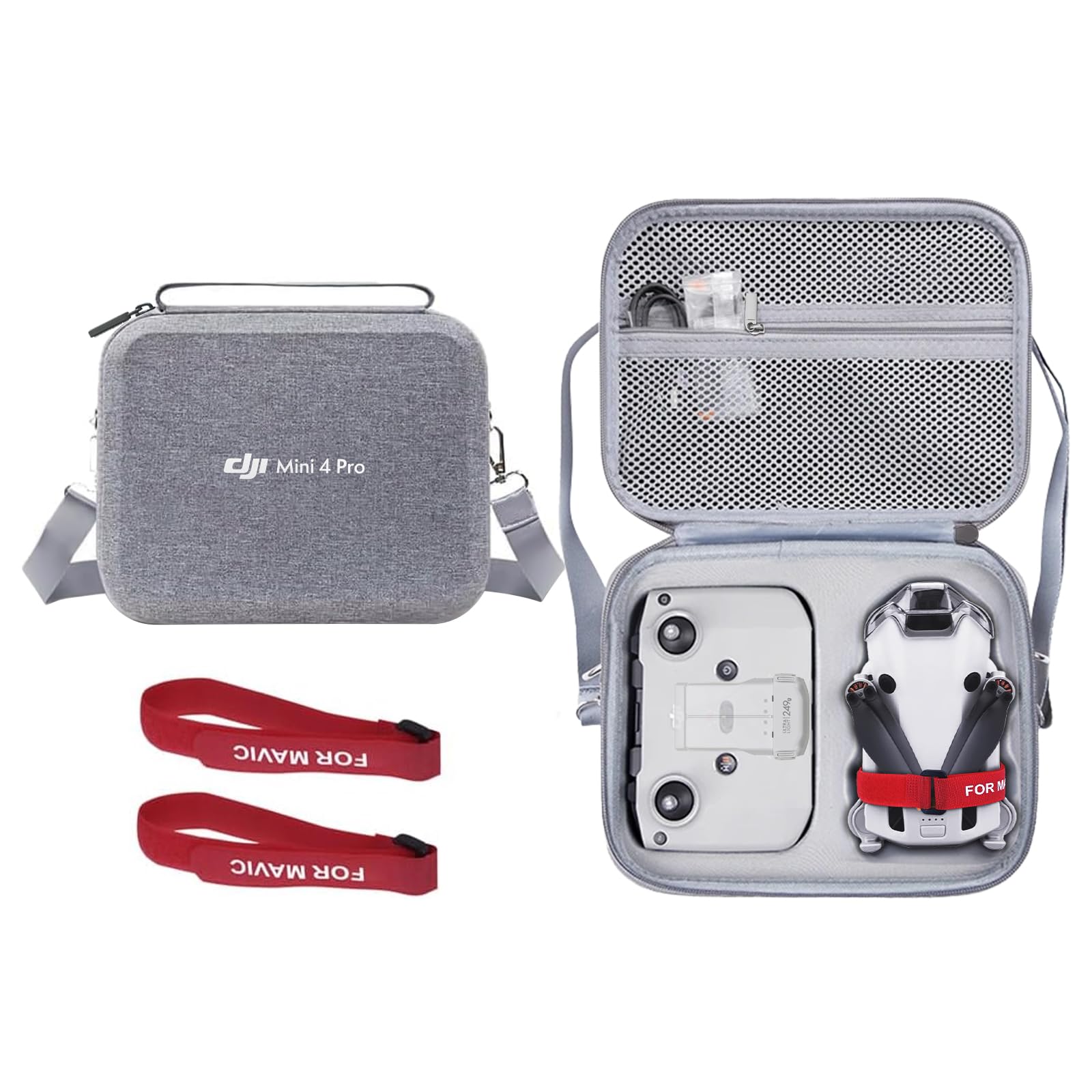 Drone Carrying Case for DJI Mini 4 Pro RC-N2,Storage Travel Case with Propeller Holder Strap for DJI Mini 4 Pro Drone RC-N2 Controller with Spare Battery Space【NOT for RC 2 Screen Controller】