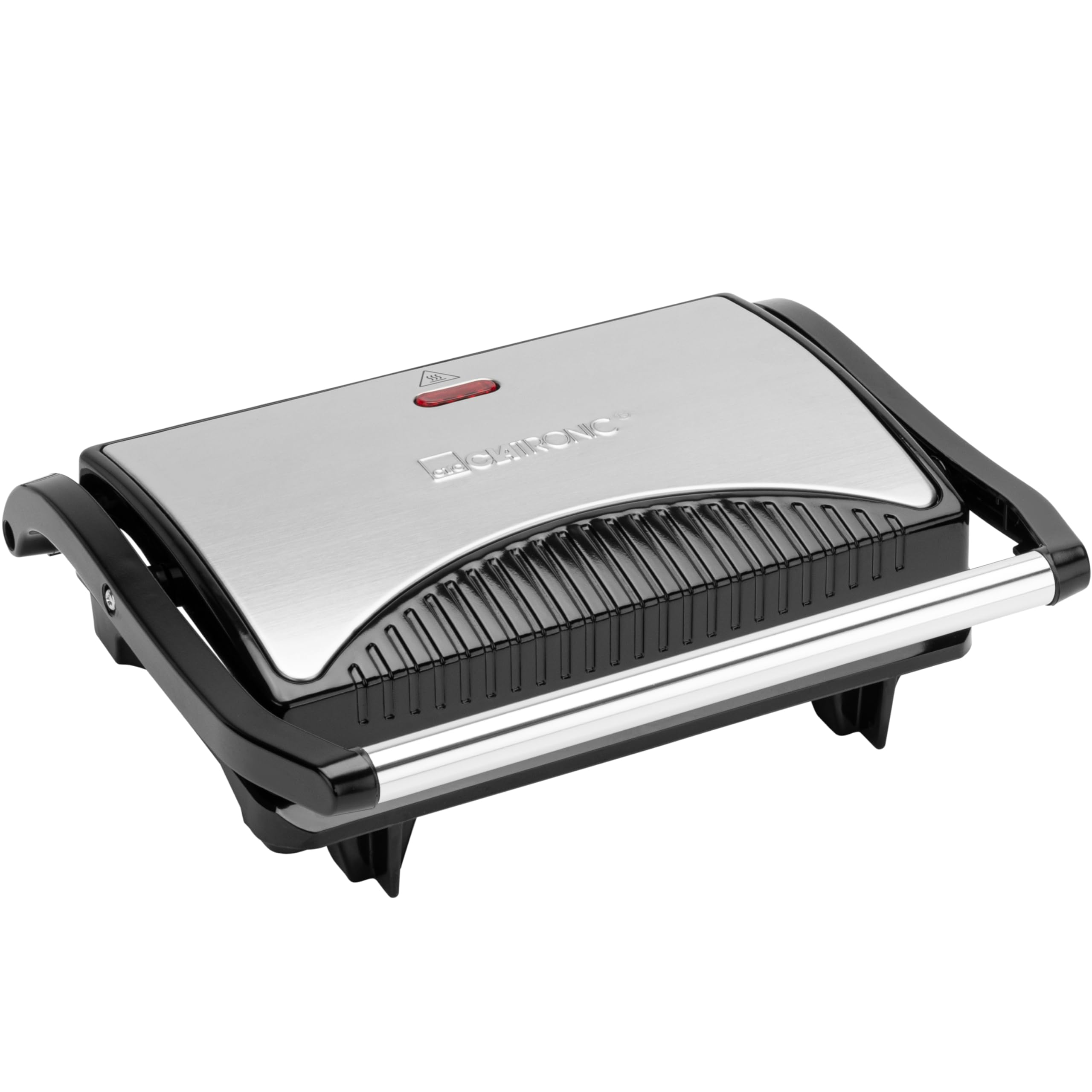 Clatronic MG 3519 Multigrill for Double-Sided Grease-Free Grilling, Non-Stick Grill Plates, Stainless Steel Housing, Black