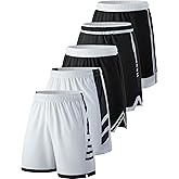 Liberty Imports 5 Pack Men's Quick Dry Athletic Basketball Shorts 9" Inseam with Pockets, Activewear for Workout Gym Running