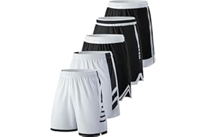 Liberty Imports 5 Pack Big Boys Youth Athletic Mesh Basketball Shorts with Pockets Quick Dry Activewear
