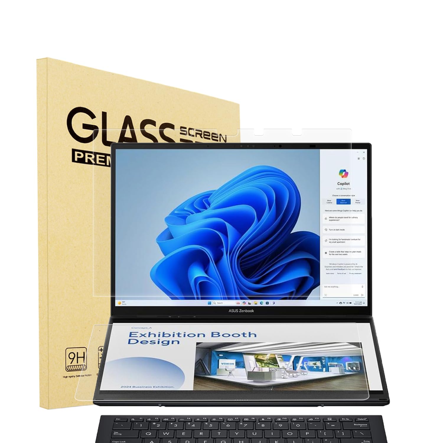 Photo 1 of i-Tensodo 2 Pack Tempered Glass Screen Protector for 2025 ASUS Zenbook Duo 2-in-1 Laptop Dual 14 inch OLED (UX8406) Touch Display Laptop,9H Hardness,HD Clear, Anti-Scratch