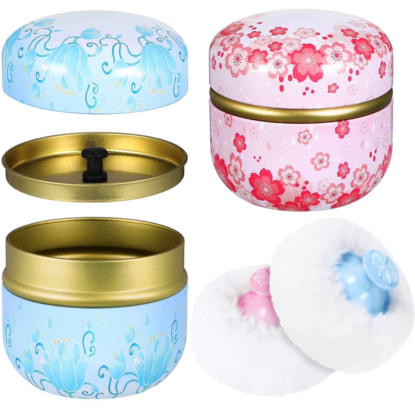 Photo 1 of Zopeal Powder Case Puff Kit Powder Puff Case for Body Cosmetic Container Dusting Soft for Baby and Women Travel Home Face Body Box(4 Pcs)