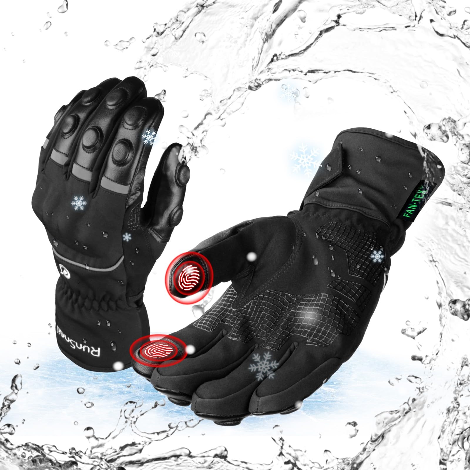 Winter Motorbike Gloves Waterproof Mens Womens Touchscreen, Windproof Warm Long Cuff Motorcycle Gloves Touchscreen for Scooter, Moped, Moto Cross, Bike, Winter Hiking, Outdoor Sports - M Black