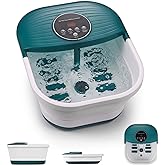 CURECURE Collapsible Foot Spa Bath Massager with Heat, Bubble and Timer, 95-118℉ Adjustable Temperature Fast Heating with Pedicure Stone and Massage Rollers for Feet Stress Relief at Home