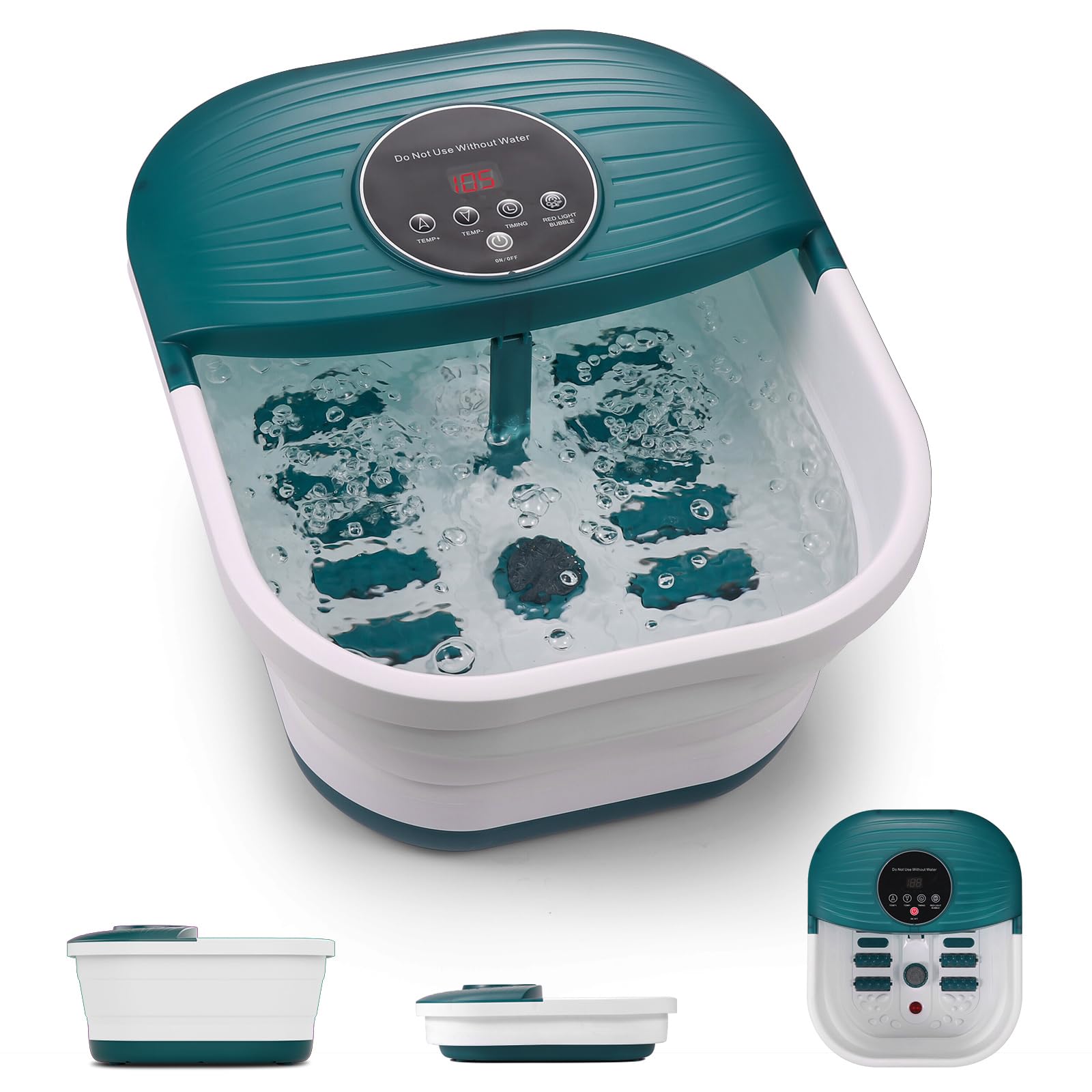 Photo 1 of CURECURE Collapsible Foot Spa Bath Massager with Heat, Bubble and Timer, 95-118? Adjustable Temperature Fast Heating with Pedicure Stone and Massage Rollers for Feet Stress Relief at Home
