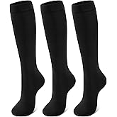 CLOSEMATE Womens Soft Knee High Long Dress Socks Combed Cotton and Comfortable Elastic Cuff 3 Pairs