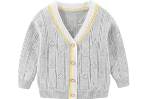 FNAOBAI Toddler Boys Cardigan Sweater Boys Long Sleeve V-Neck Cotton Sweater Kids Jacket Knit Button Tops Outwear for Fall Winter