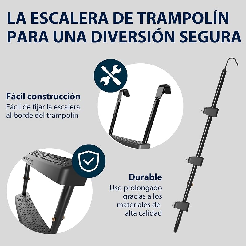 Escalera Universal Antideslizante para Trampolines - Escalera Ajustable en Altura con Peldaños Anchos - Resistente a Rayos UV — foto 4 de 6