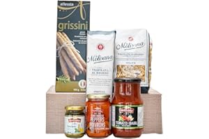 PETER & PAUL'S GIFTS Italian Pasta Dinner Night Gift Basket with Spaghetti, Fusilli, Pesto, Roasted Peppers, Tomato Basil Sau