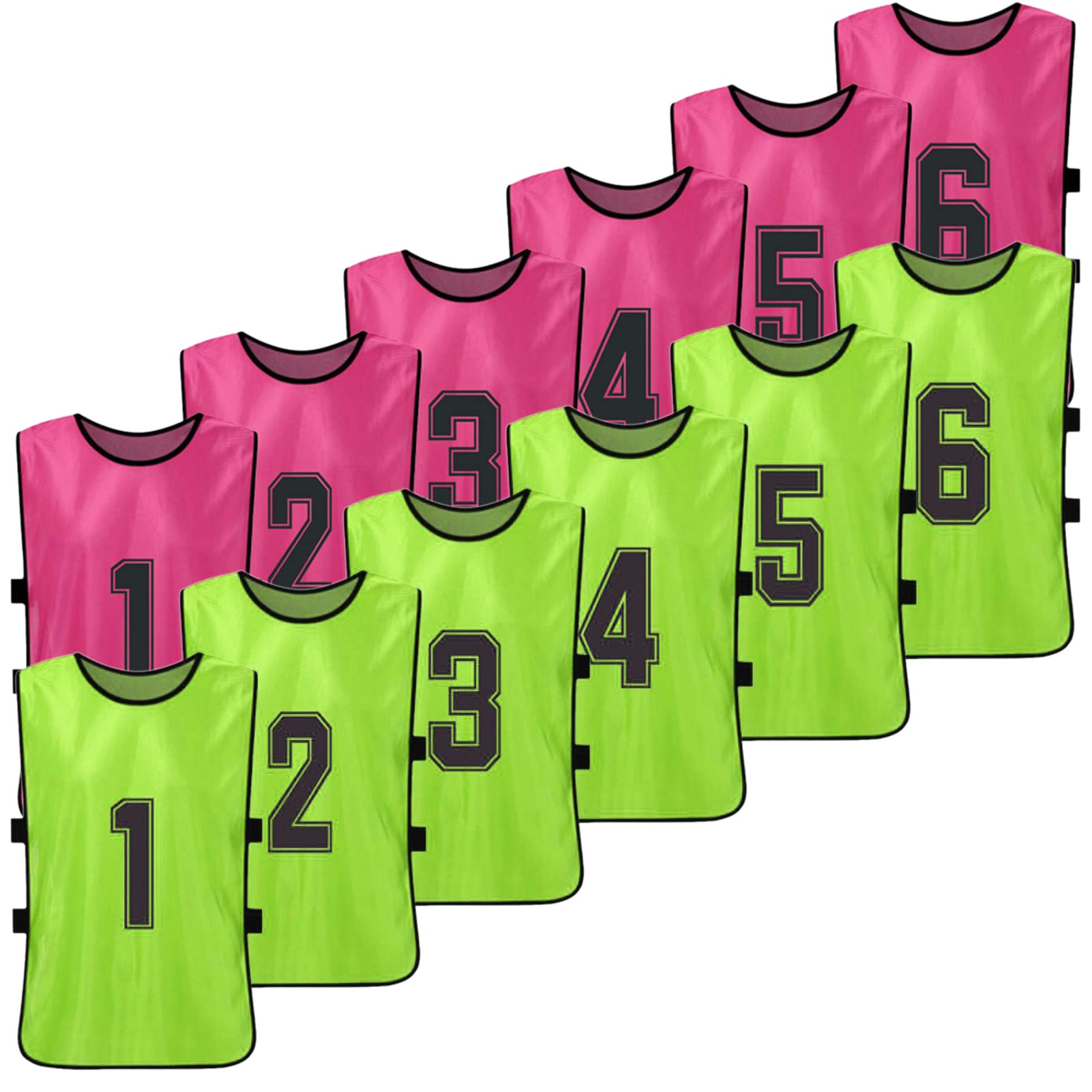 Lechnical 12 PCS Football Bibs,Adults Soccer Pinnies 2 Colors Quick Drying Football Team Jerseys Youth Sports Scrimmage Soccer Team Training Numbered Bibs Practice Sports Bibs