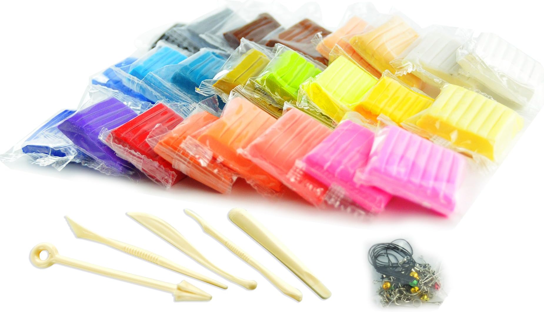 21 Colours Over Bake Polymer Clay -400g- With plastic tools