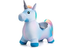 U&C Planet Multi Colored Unicorn Bouncy Horse for Toddlers, Bouncy Animals for Toddlers, Animal Hopper Bouncing Toys Gift for 18 Months 2 3 Years Old Outdoor Indoor with Pump