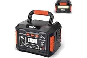 OSCAL Portable Power Station 300W (Peak 600W), Solar Generator with PD 60W Output, 8 Charging Outlets with LED Light, 110V/266Wh Pure Sine Wave AC Outlet for Home Emergencies/Camping/Weekend Travel