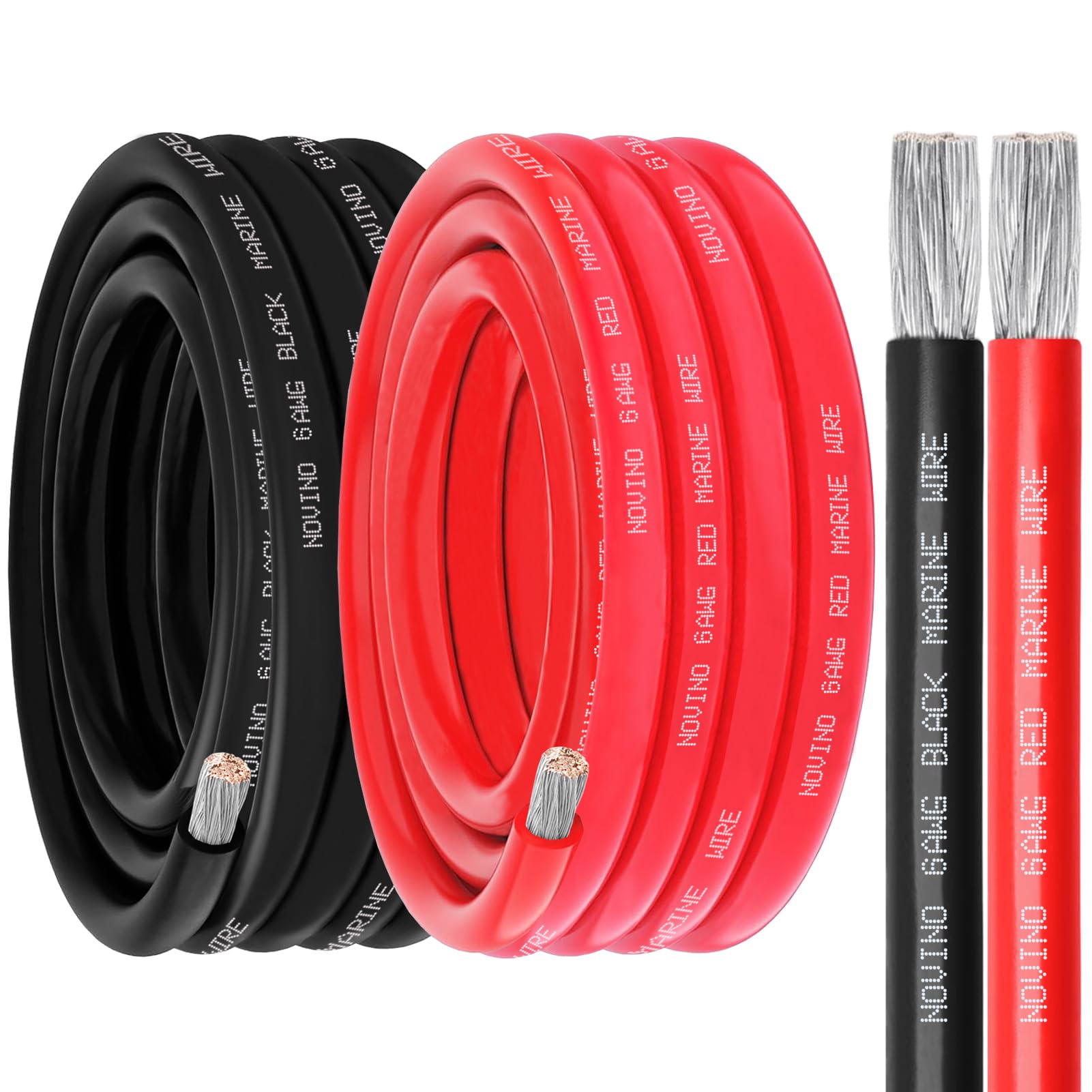 Photo 1 of 6 Gauge Marine Wire 6 AWG Marine Grade Wire Include 6 AWG 10FT Red & 10FT Black,6 Gauge Tinned Copper Boat Cable for Automotive Electrical Battery Speakers Solar Outdoor RV Camper Trailer