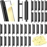 Self-Stick Push Pull Helper, 30 Pack Drawer Pulls ABS Plastic Adhesive Door Handles Peel and Stick Cabinet Handles for Kitchen Cabinet Sliding Door Furniture (Black)
