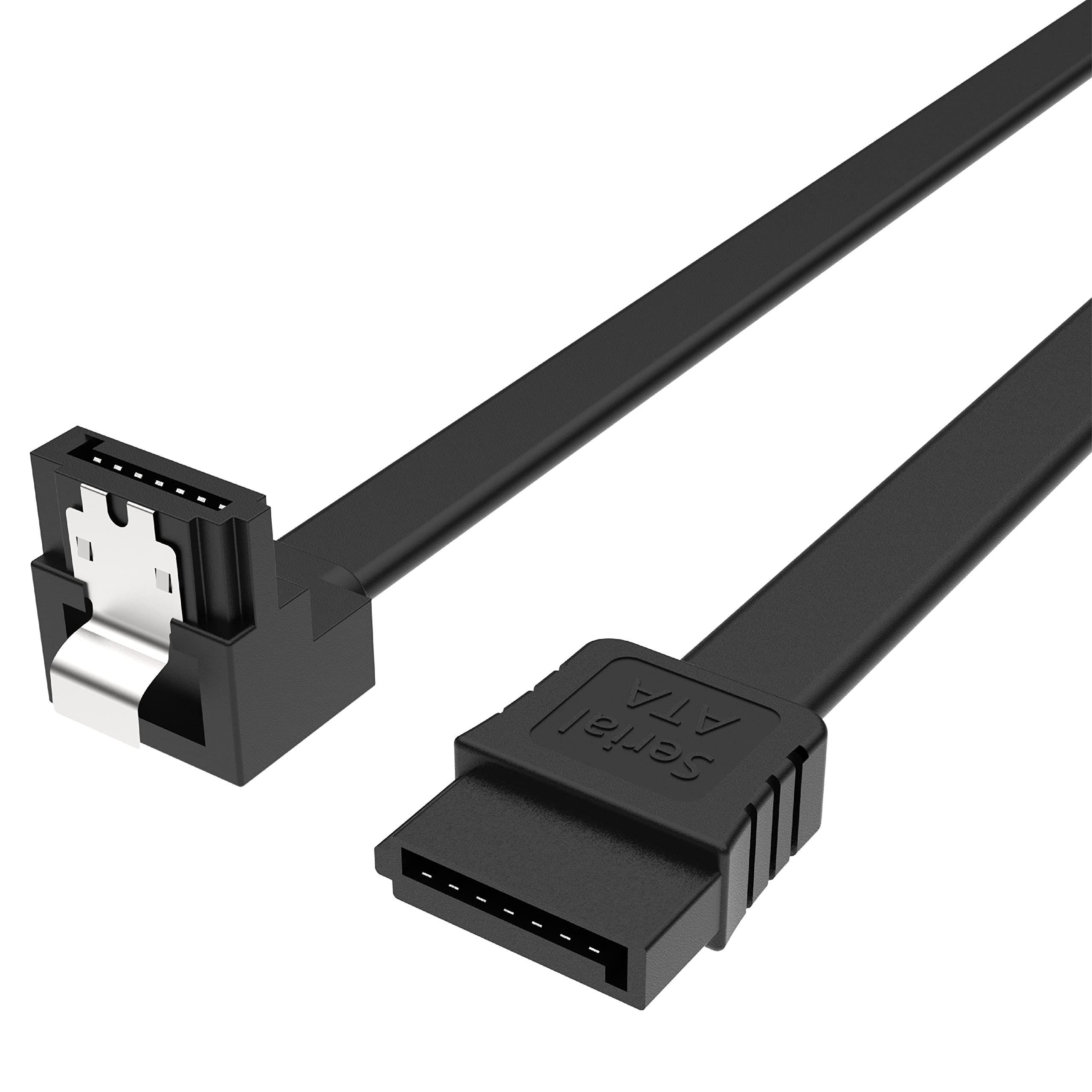Akasa PROSLIM | Super Slim SATA III Right Angle Cable | 7-pin SATA Female Connector | Up to 6 Gbps | For HDD/SSD hard disks, DVD player recorder, SATA Optical Drive | Black | 100cm | AK-CBSA09-10BK — image 1
